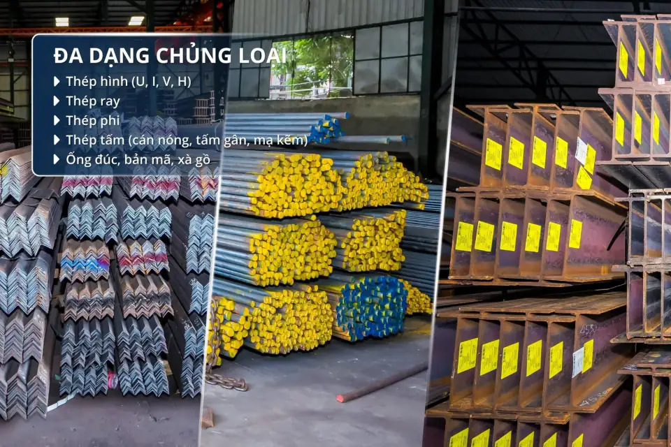 Kho thép hình, thép phi và thép V của Thép Tấn Quốc