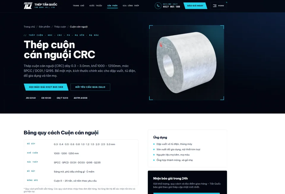 Đoàn xe tải xếp hàng chờ bốc thép tại cửa kho Thép Tấn Quốc, KCN Hòa Khánh