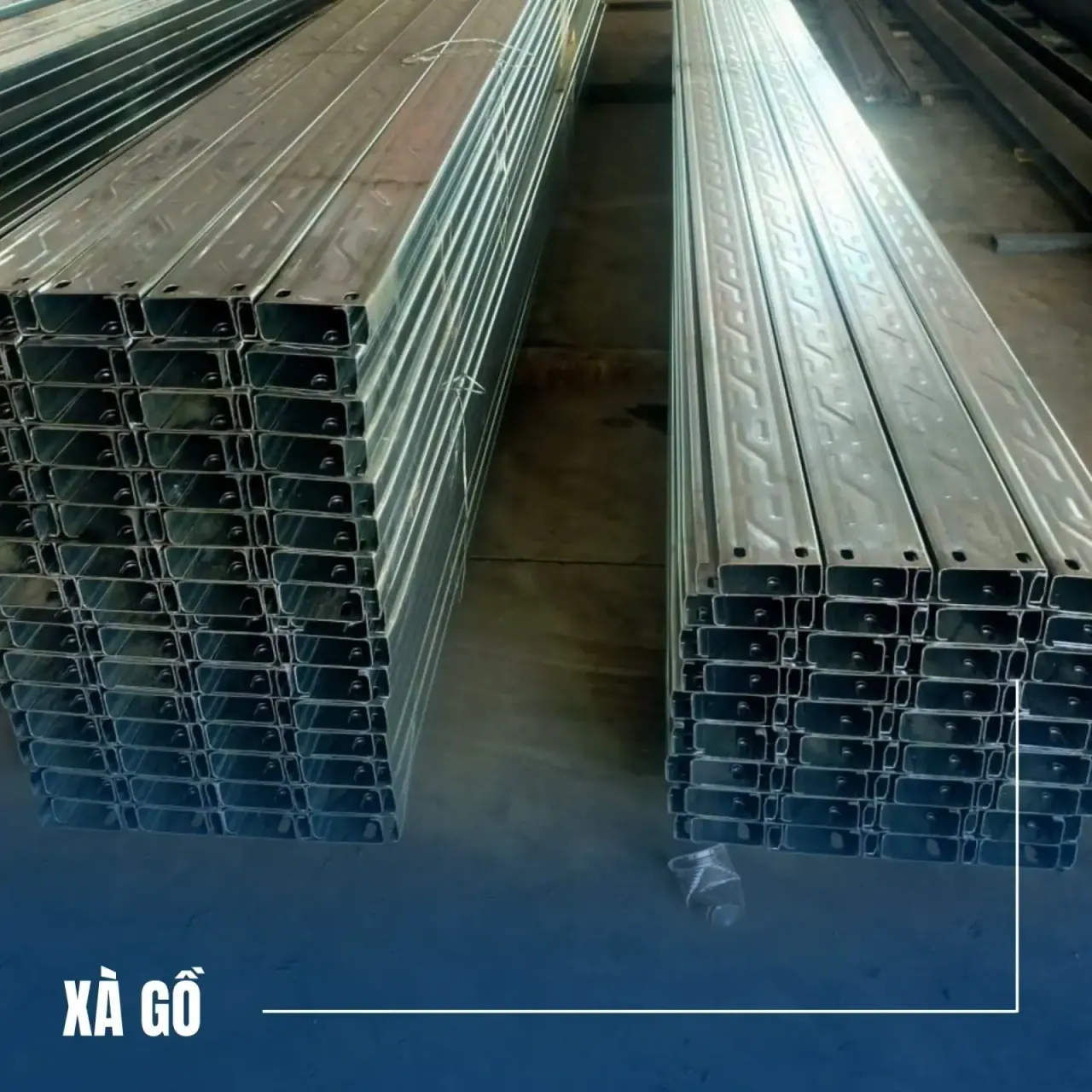 Xà gồ thép thành phẩm xếp lô chờ giao tại nhà máy Thép Tấn Quốc